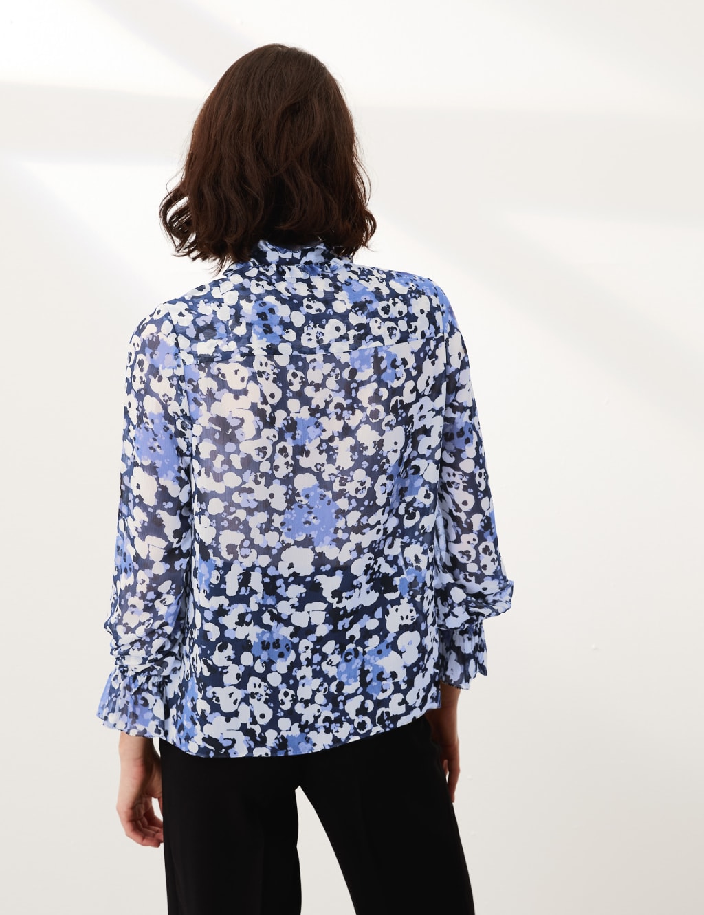 Floral Tie Neck Ruffle Long Sleeve Blouse 5 of 6