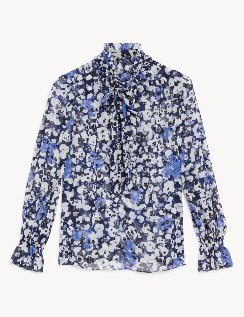 Floral Tie Neck Ruffle Long Sleeve Blouse 2 of 6
