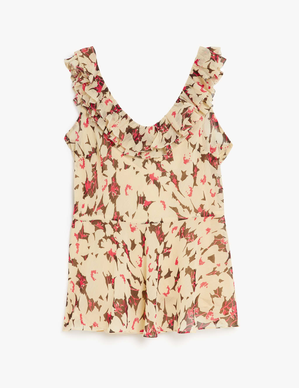 Floral V-Neck Ruffle Sleeveless Blouse 2 of 6