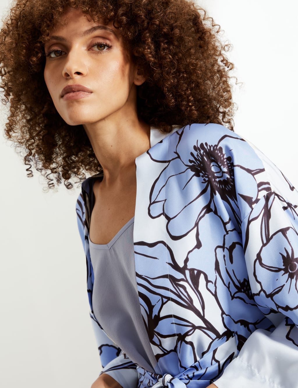 Pure Silk Floral Belted Kimono 4 of 6