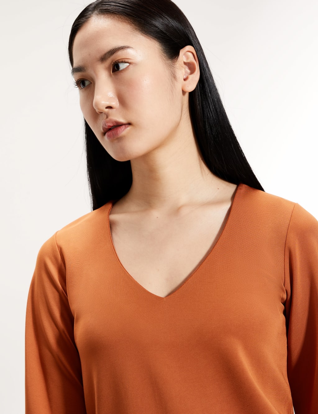 Jersey V-Neck Long Sleeve Top 4 of 6