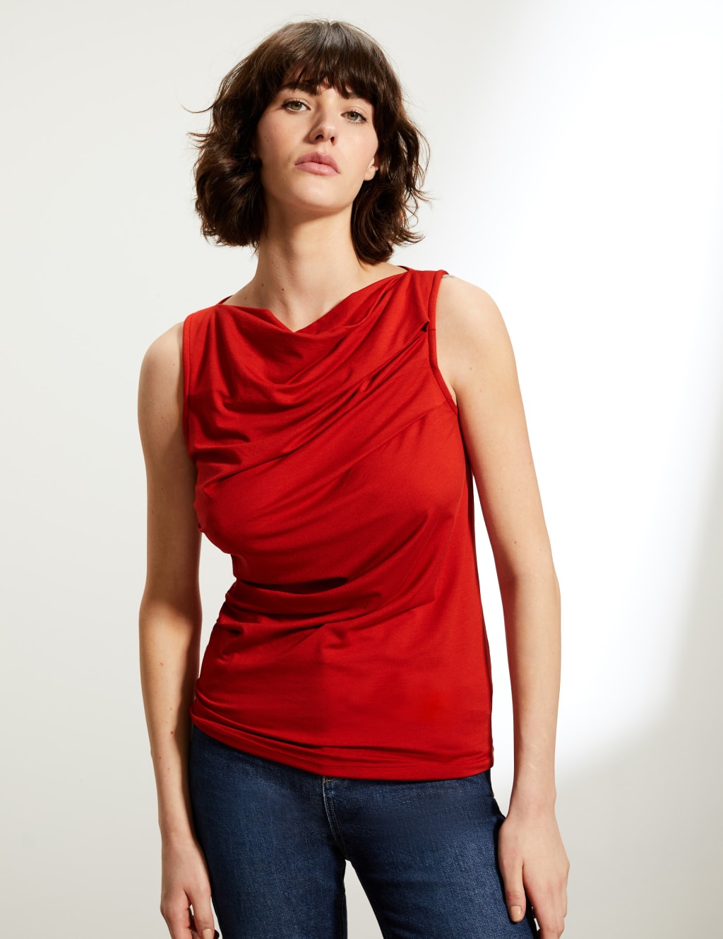 Jersey Cowl Neck Sleeveless Top JAEGER M S