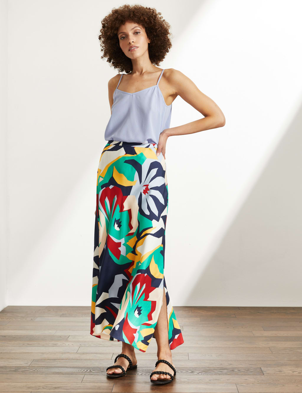 Pure Silk Floral Midi Skirt JAEGER M S