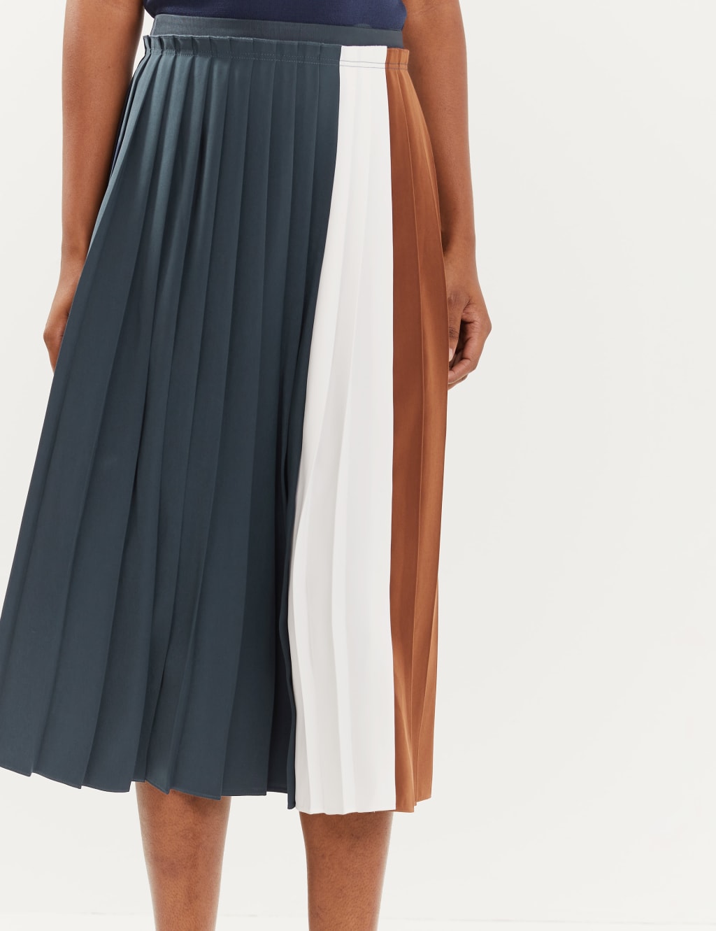 Colour Block Pleated Midi Skirt 4 of 6