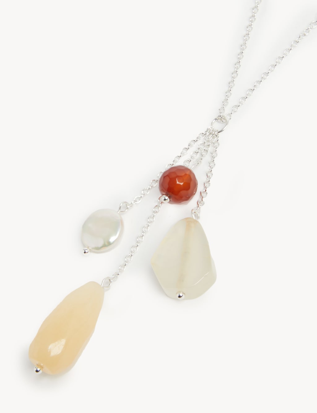 Long Sterling Silver Stone Necklace 3 of 3