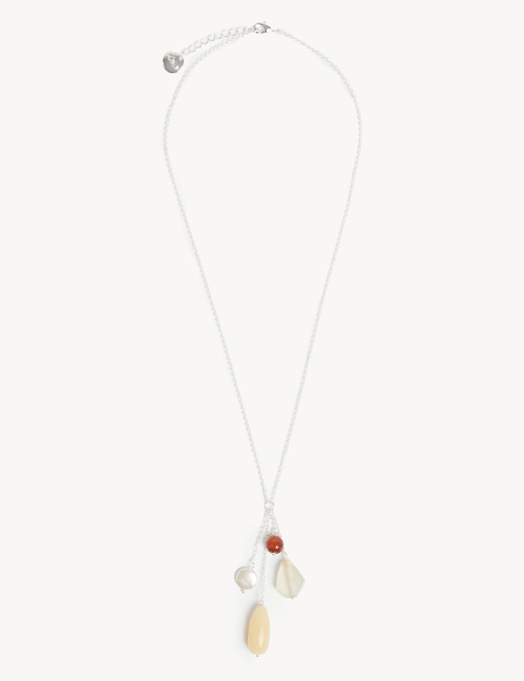 Long Sterling Silver Stone Necklace 2 of 3