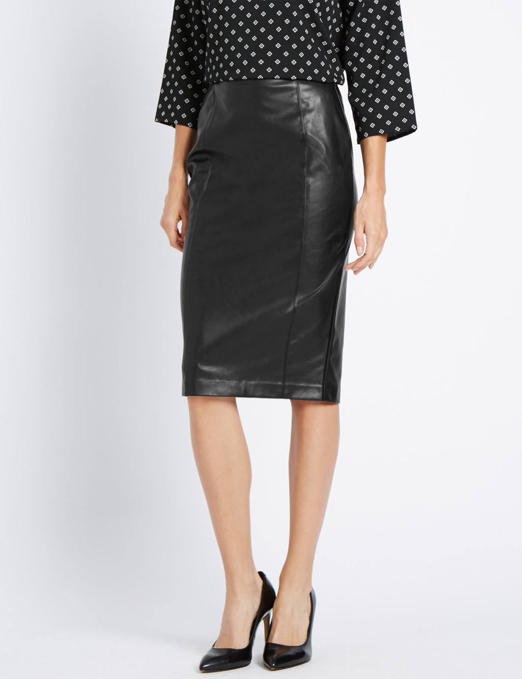 Back Zipped Pencil Skirt 1 of 3