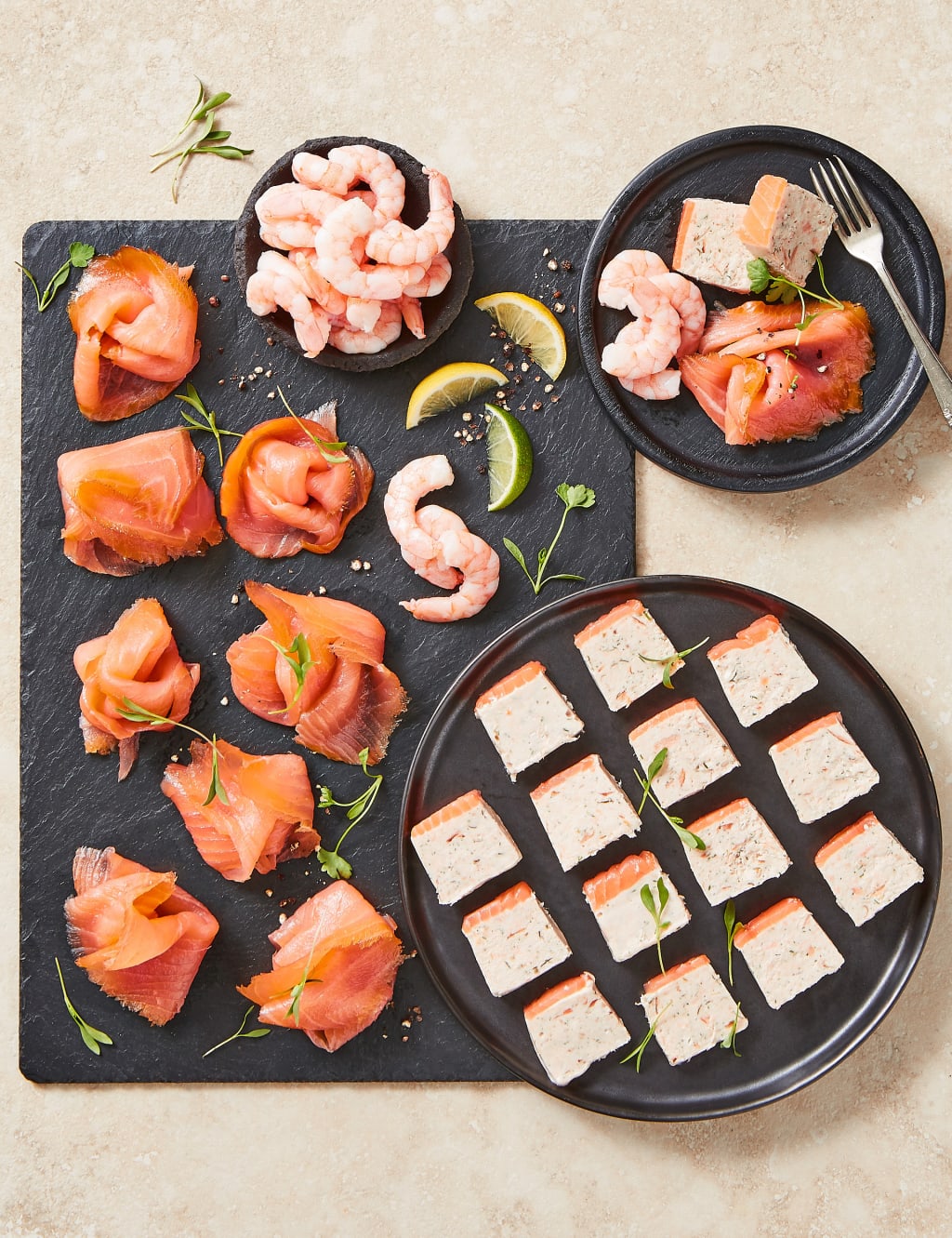 Smoked Scottish Salmon Terrine, Salmon Platter & Honduran Prawns (Serves 8) - (Last Collection Date 30th September 2020) 1 of 3