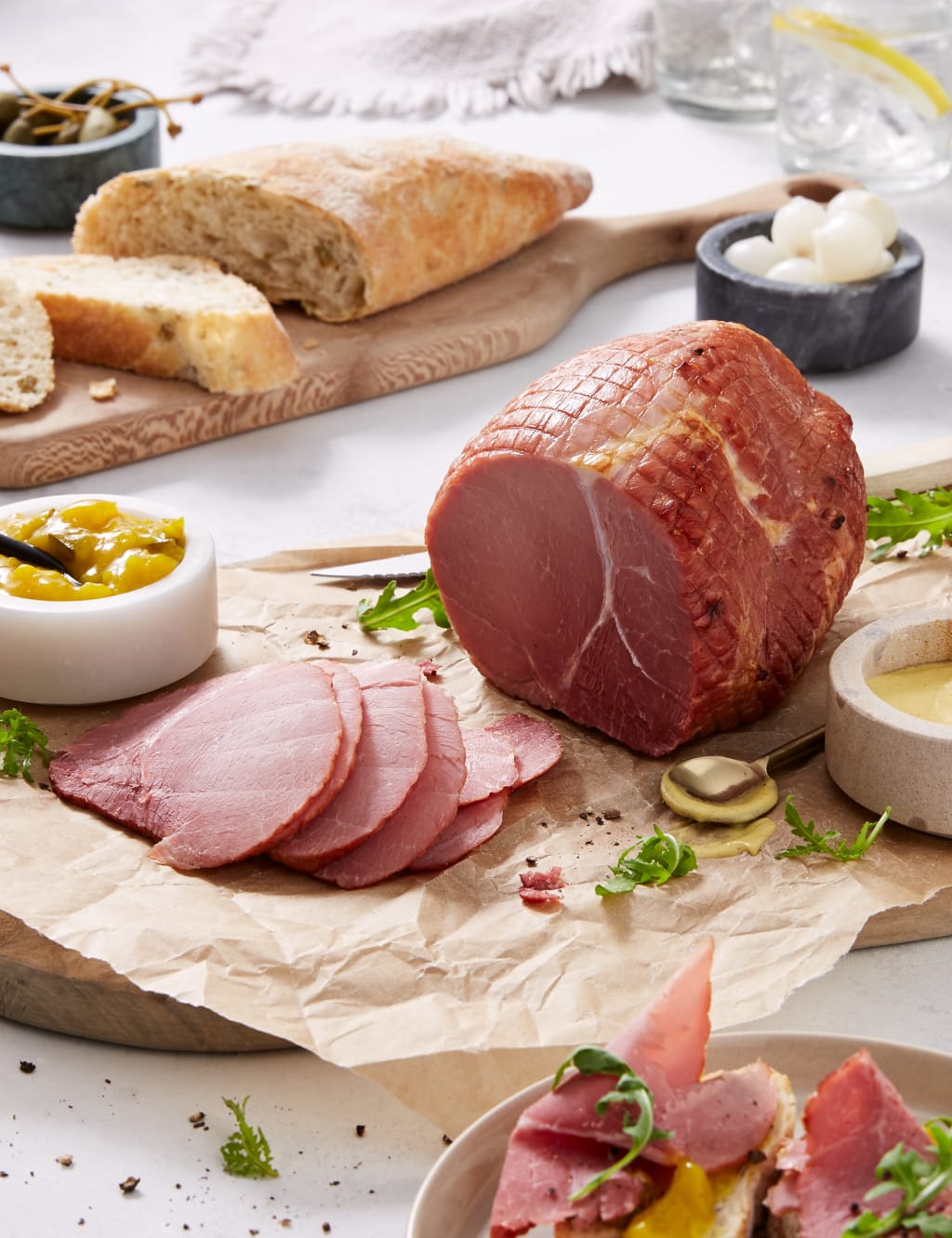 British Outdoor Bred Ready to Eat Sweetcure Ham Joint (Minimum. 20 Slices) - (Last Collection Date 30th September 2020) 1 of 2