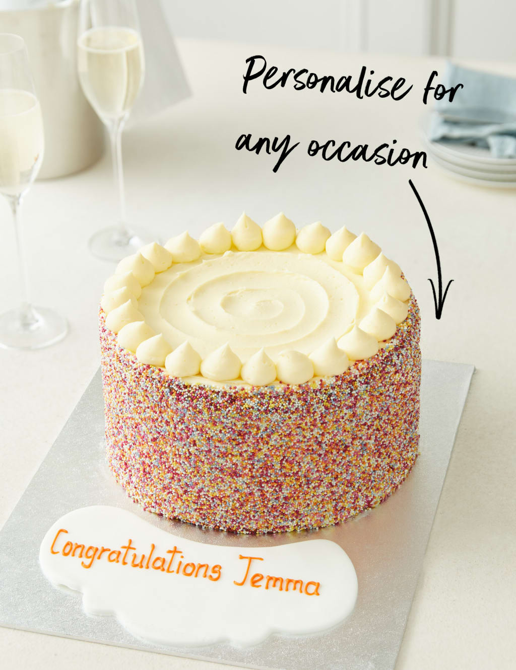Personalised Extra Large Rainbow Layers Cake (Serves 32) 5 of 8