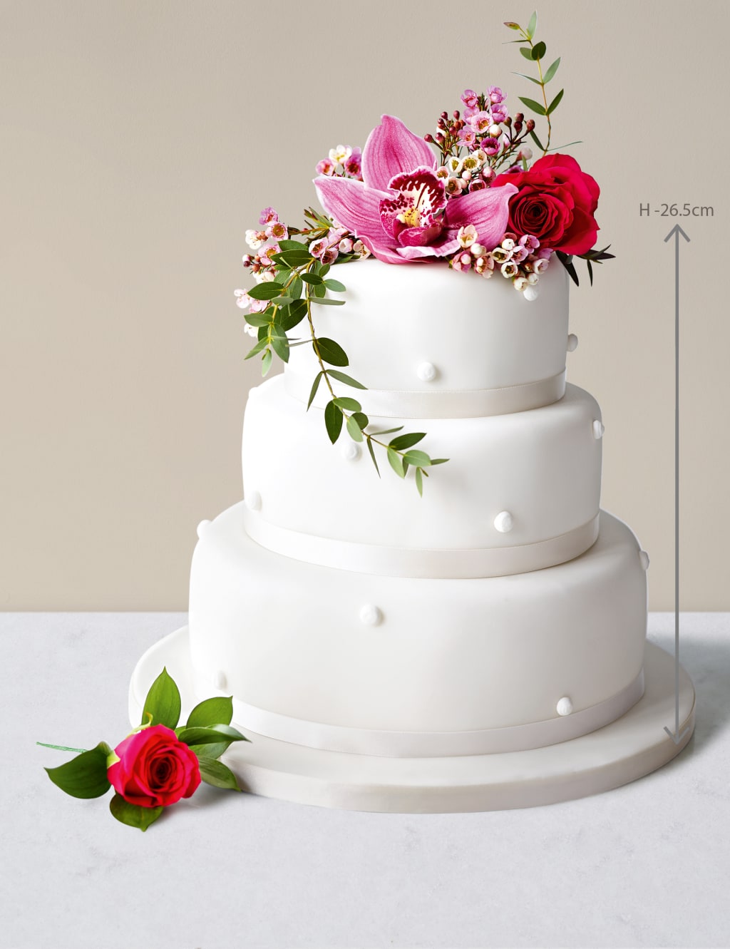 Romantic Pearl Wedding Cake with White Icing – Assorted Flavours (Serves 150) Last order date 26th March 5 of 6