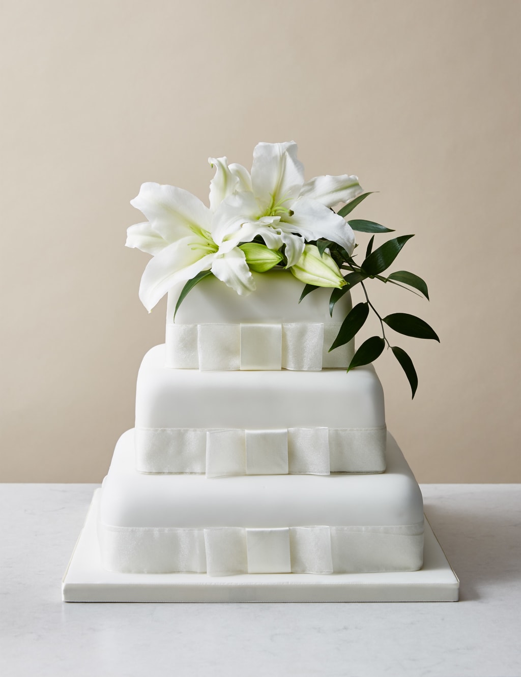 3 Tier Elegant Wedding Cake - Chocolate (Serves 180) Last order date 26th March 1 of 6
