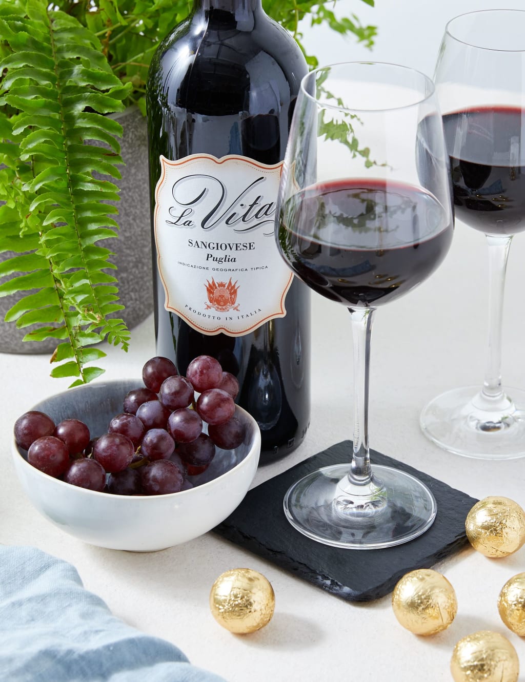 Red Wine, Chocolates and Glasses Gift Set 3 of 4