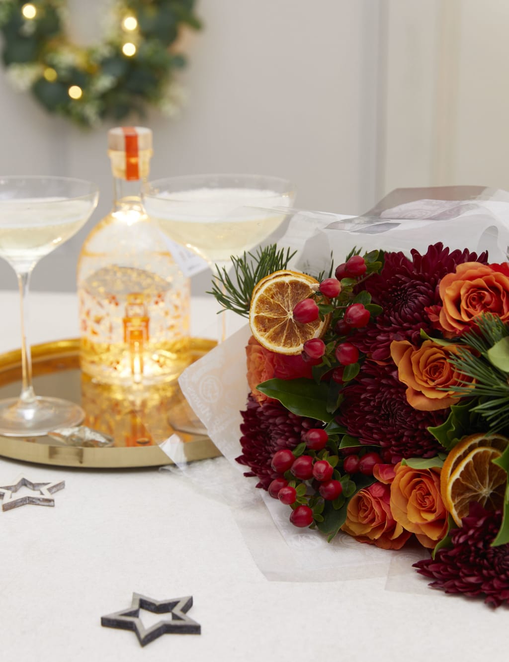 Clementine Light Up Snow Globe Gin Liqueur & Bouquet Gift 2 of 5