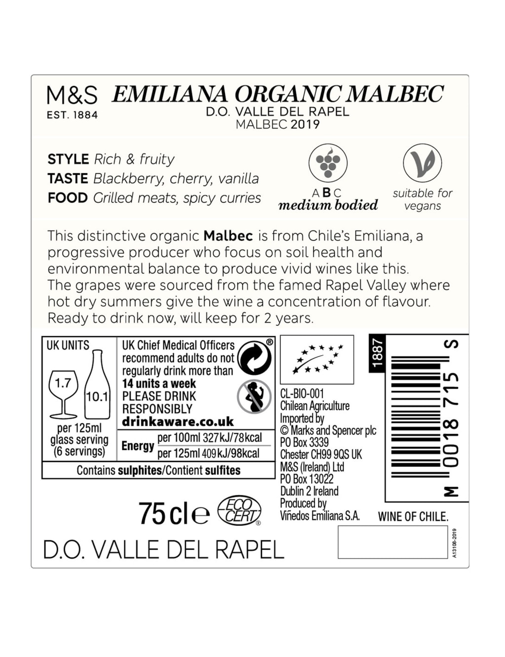 Emiliana Organic Malbec - Case of 6 3 of 3