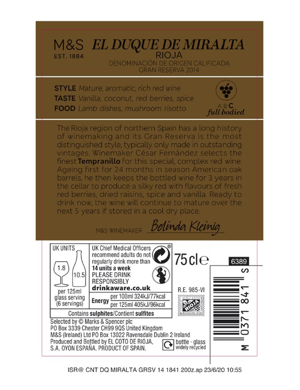 El Duque de Miralta Rioja Gran Reserva - Case of 6 2 of 2