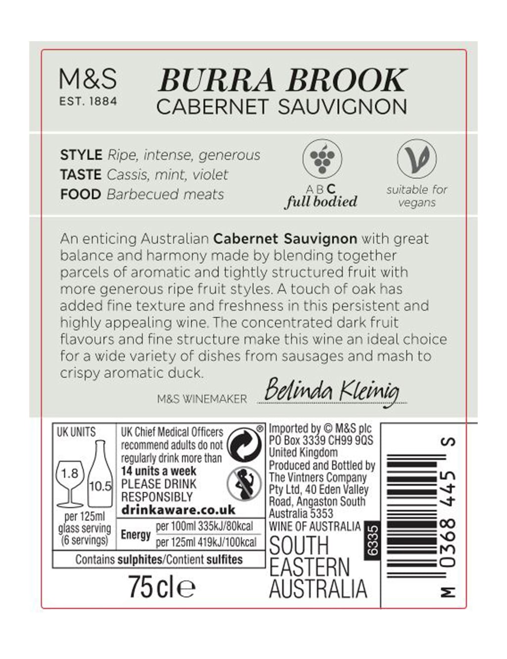 Burra Brook Cabernet Sauvignon - Case of 6 2 of 2