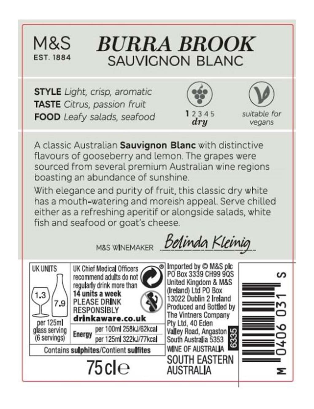 Burra Brook Sauvignon Blanc - Case of 6 2 of 2