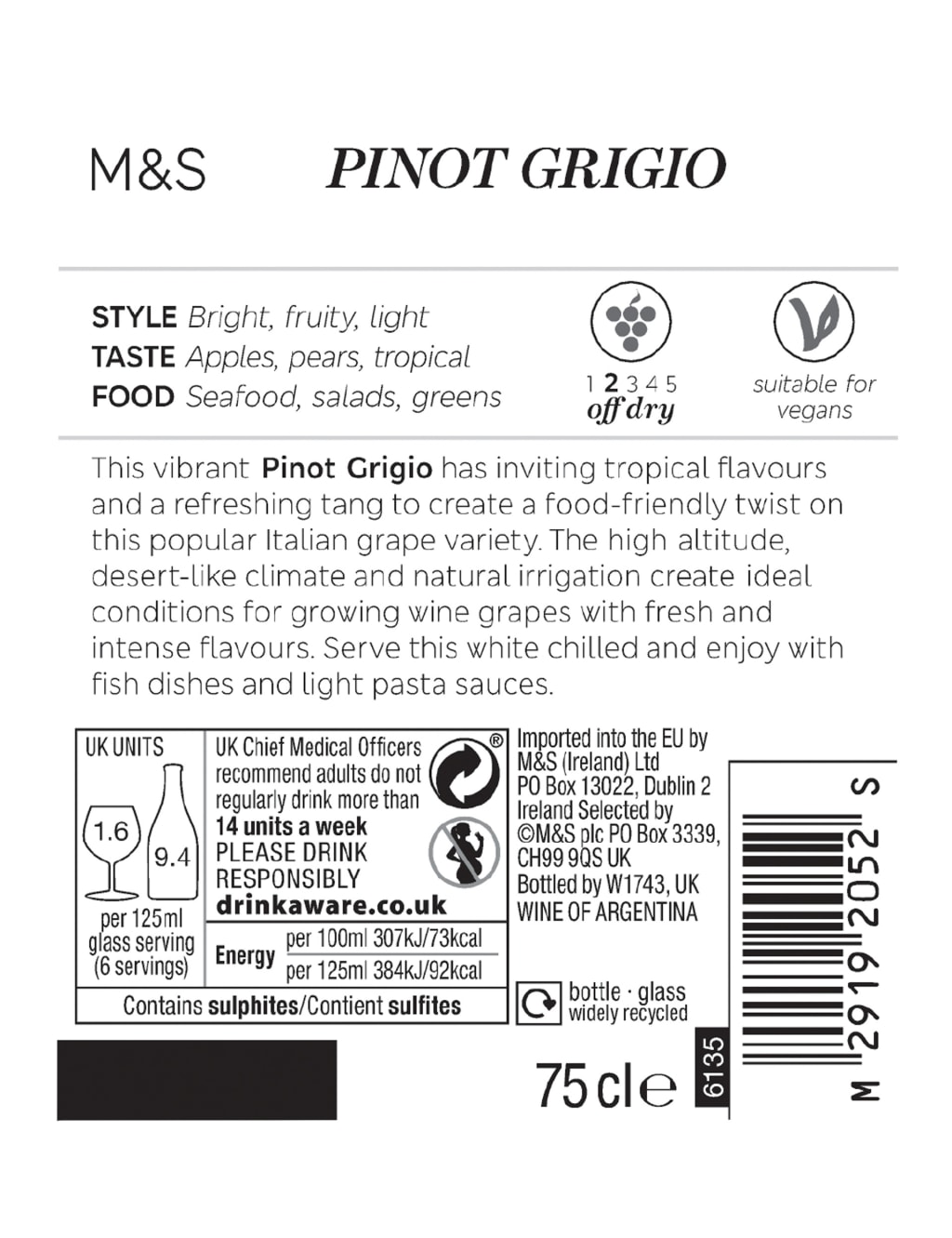 Sabroso Pinot Grigio - Case of 6 2 of 2