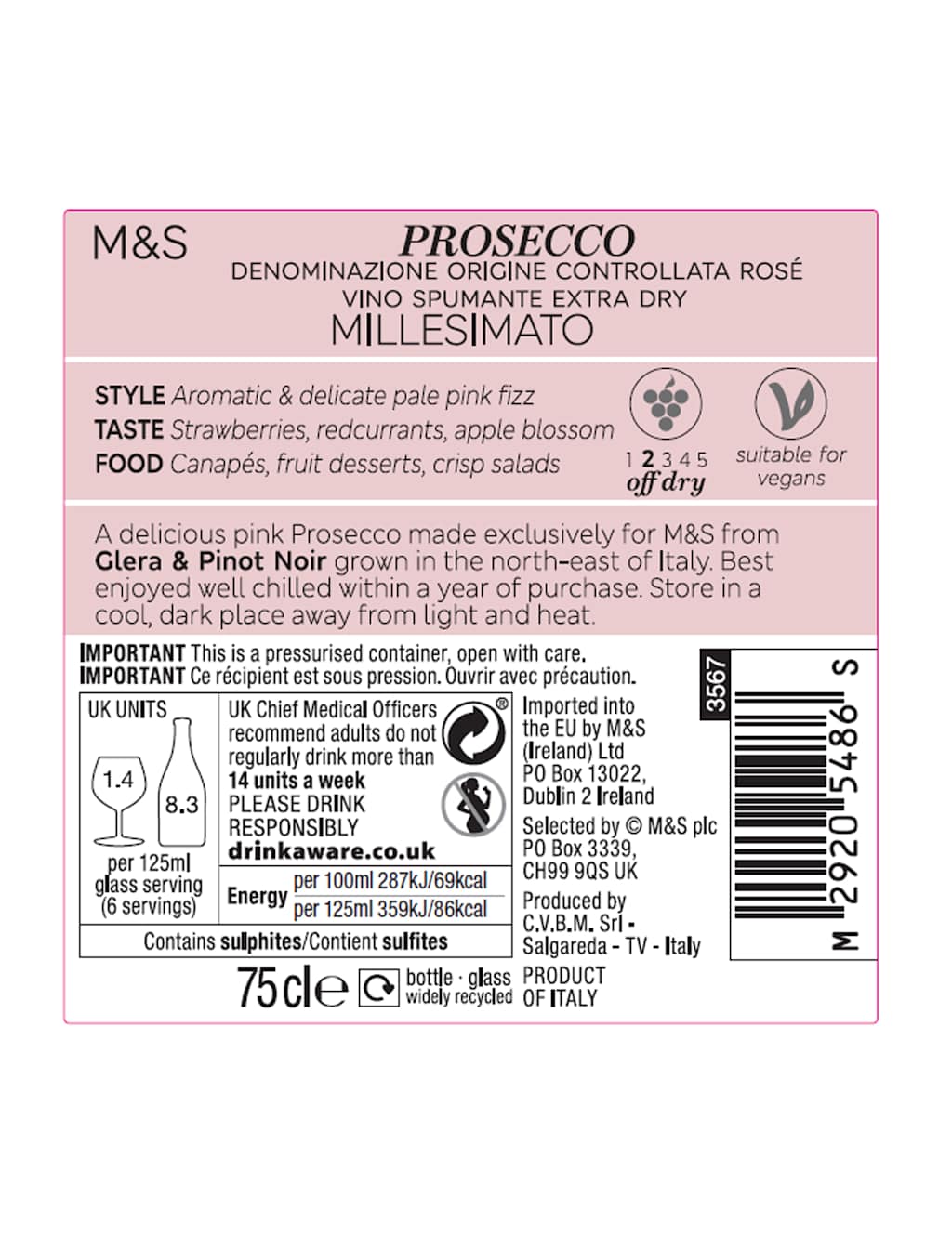 Spring Limited Edition Conte Priuli Oro Rosa Prosecco Rose - Case of 6 3 of 3