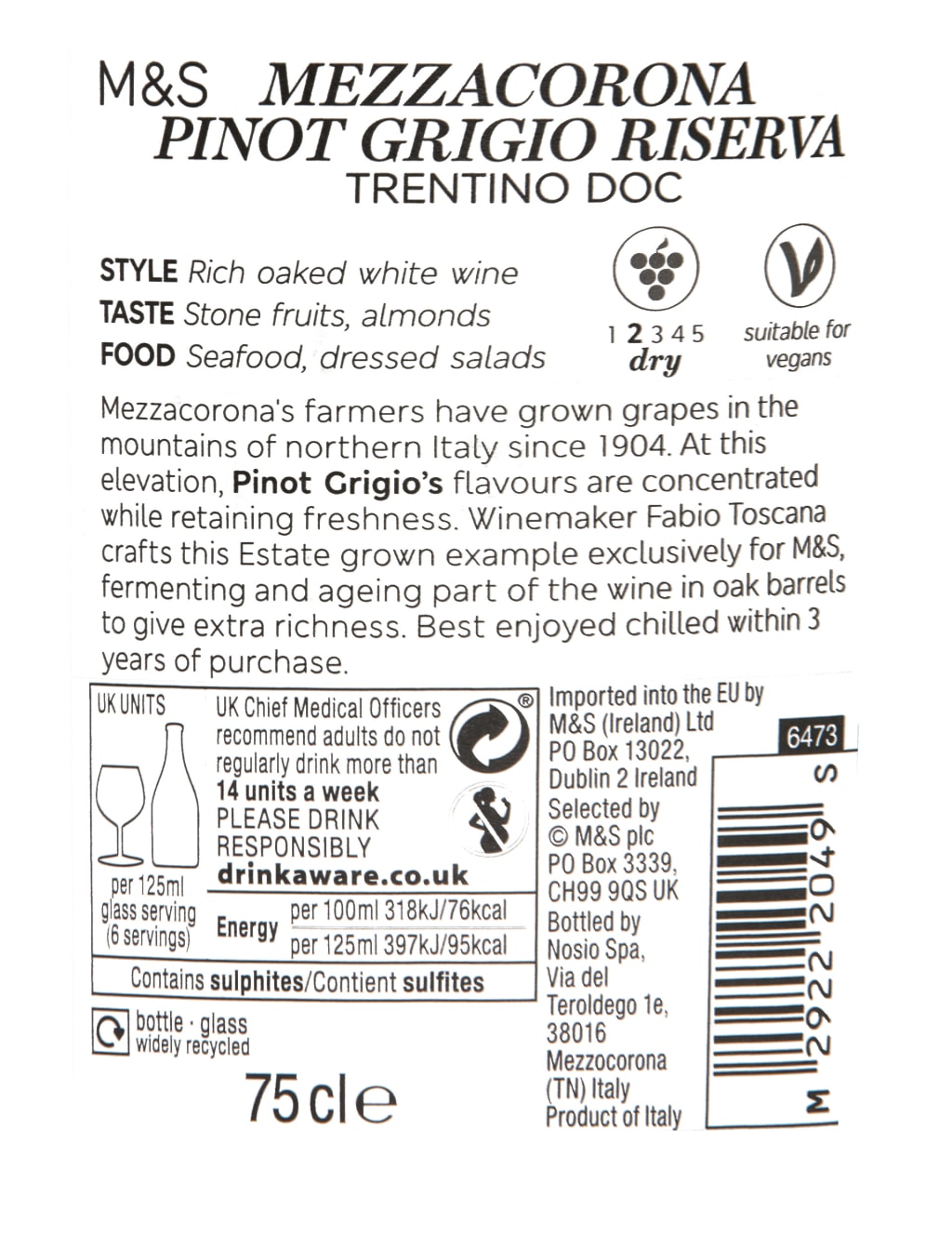 Mezzacorona Pinot Grigio Riserva - Case of 6 4 of 4