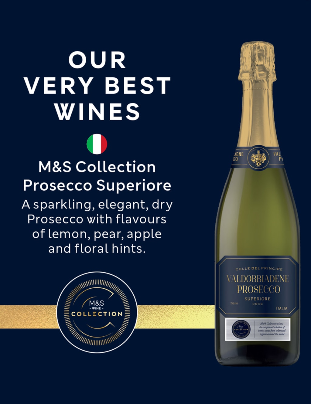 M&S Collection Colle del Principe Valdobbiadene Prosecco Superiore DOCG - Case of 6 2 of 2
