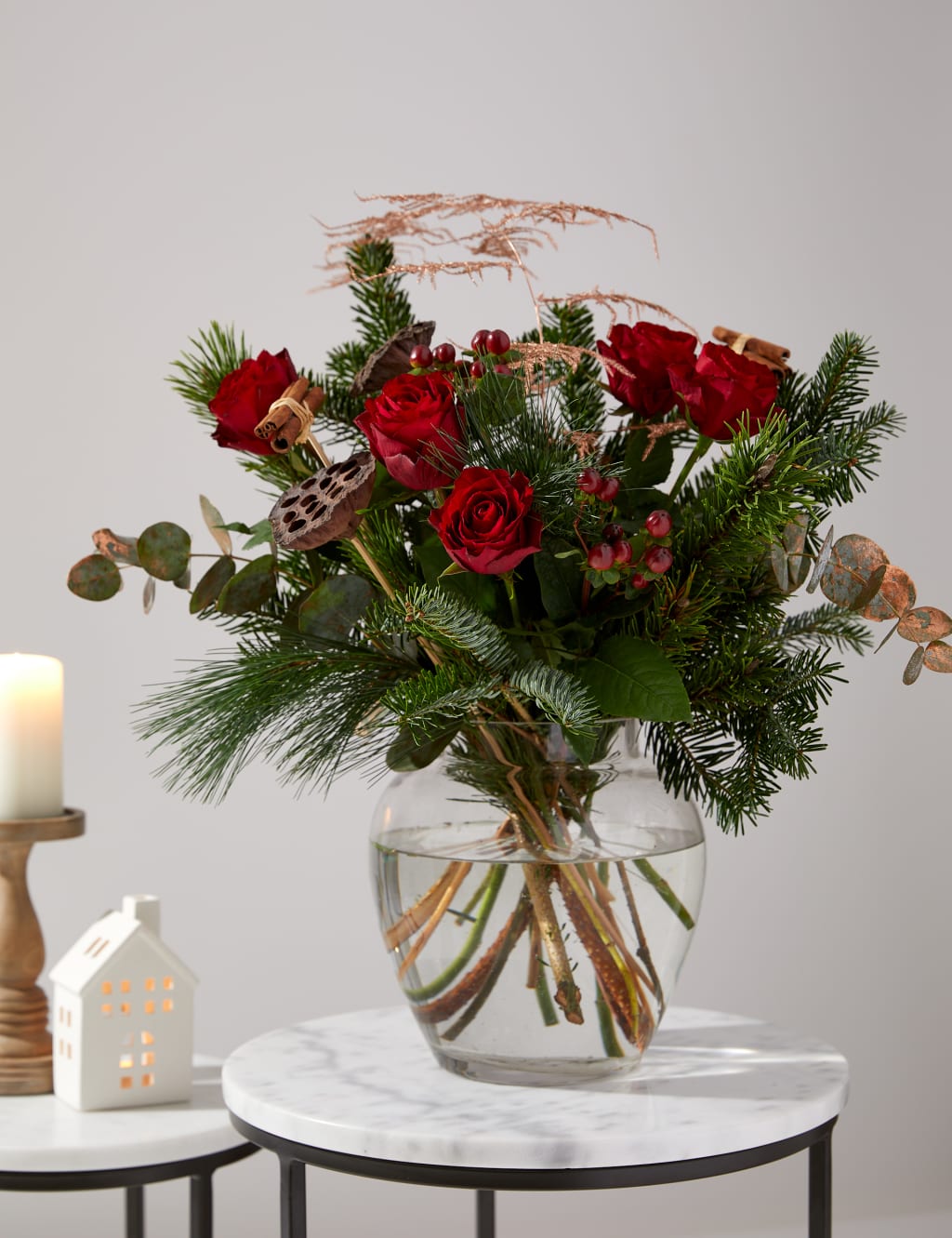 Festive Rose & Pine Bouquet 1 of 5