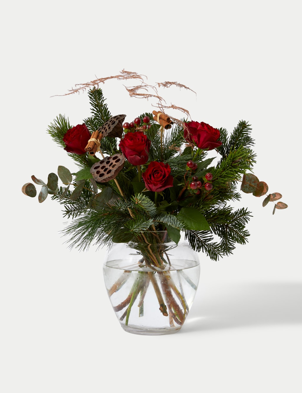 Festive Rose & Pine Bouquet 3 of 5