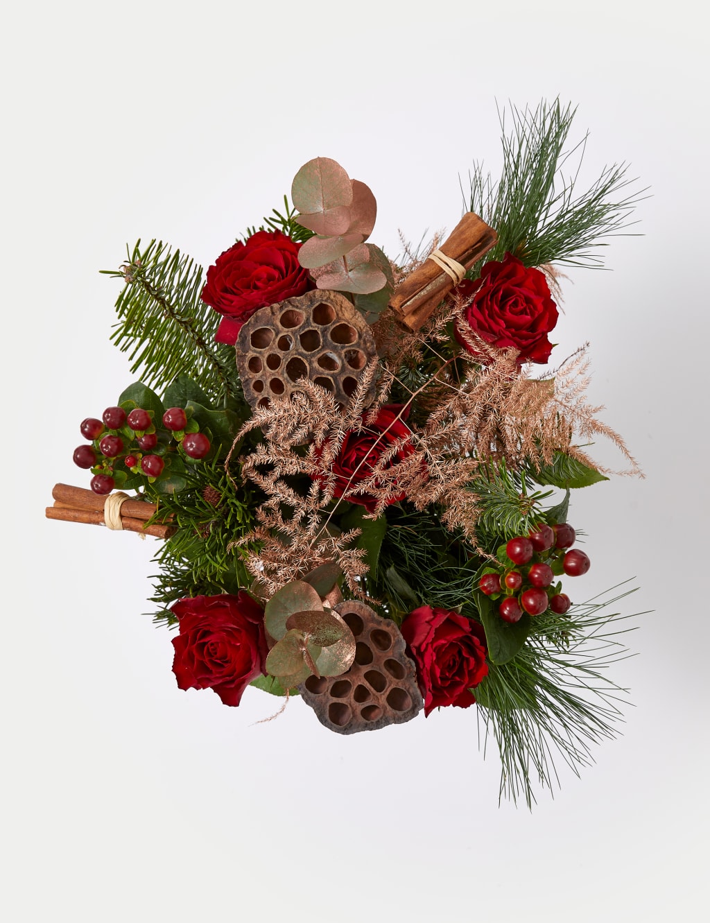 Festive Rose & Pine Bouquet 2 of 5