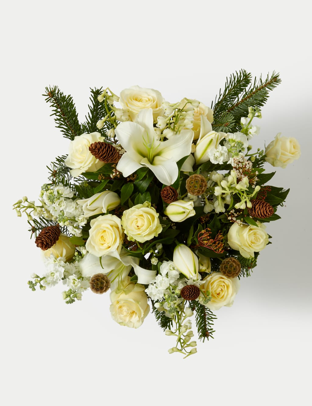 Luxury White Rose & Spray Stock Christmas Bouquet 2 of 6