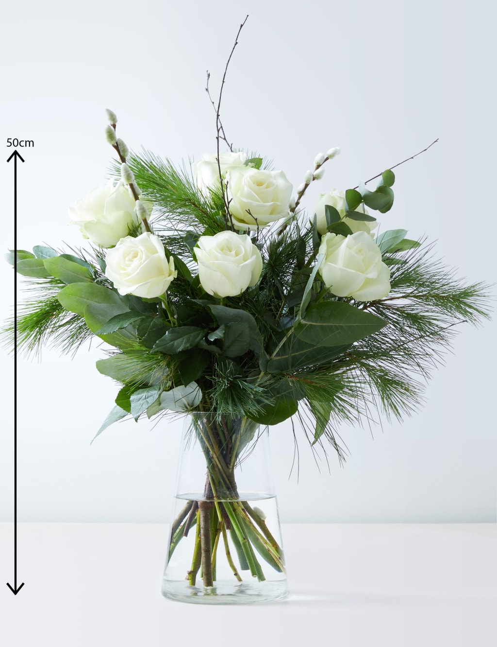 Christmas White Roses Flowers Bouquet 3 of 4