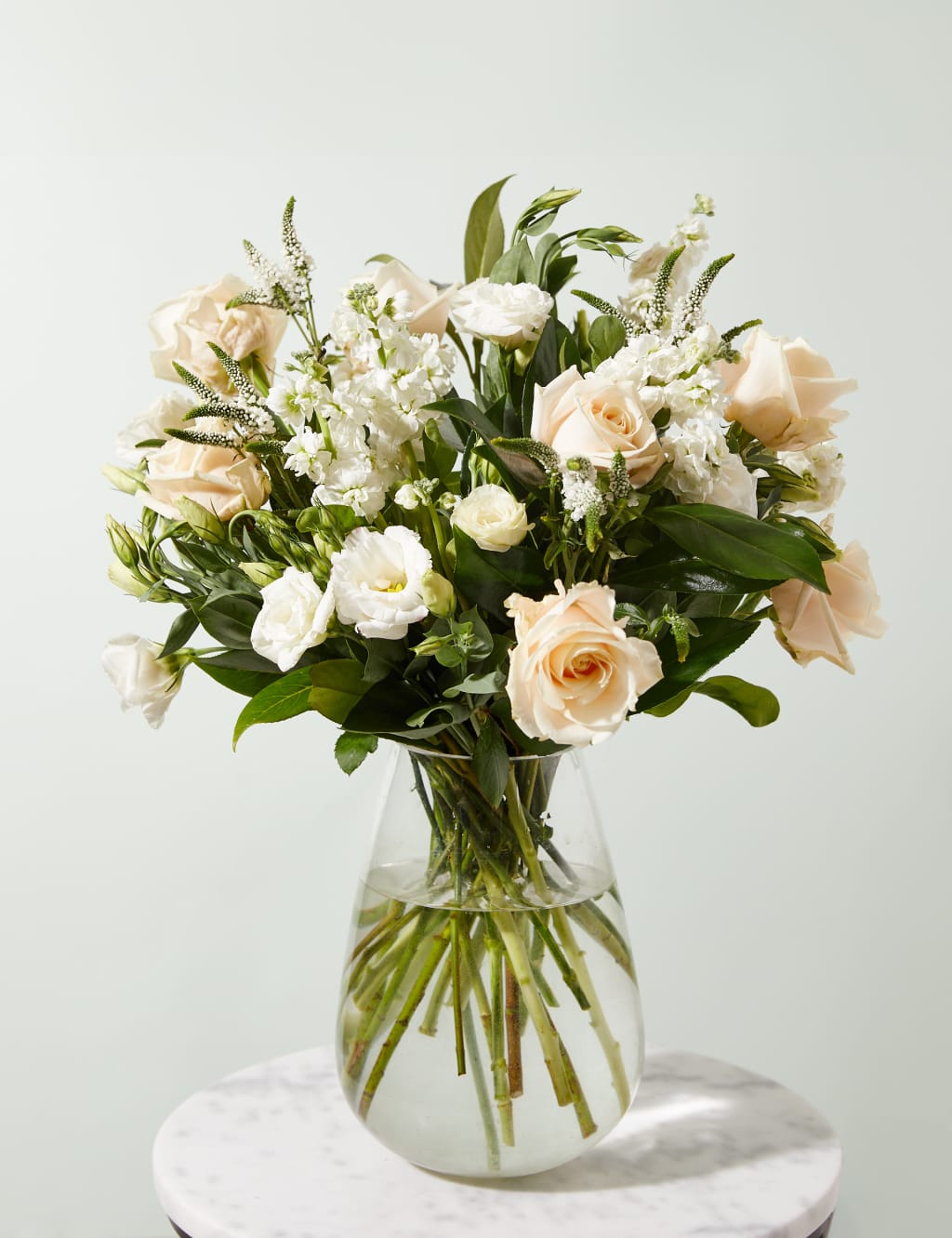 White Bouquet Rose, Lisianthus & Stock 1 of 7