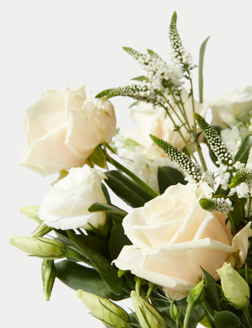 White Bouquet Rose, Lisianthus & Stock 5 of 7