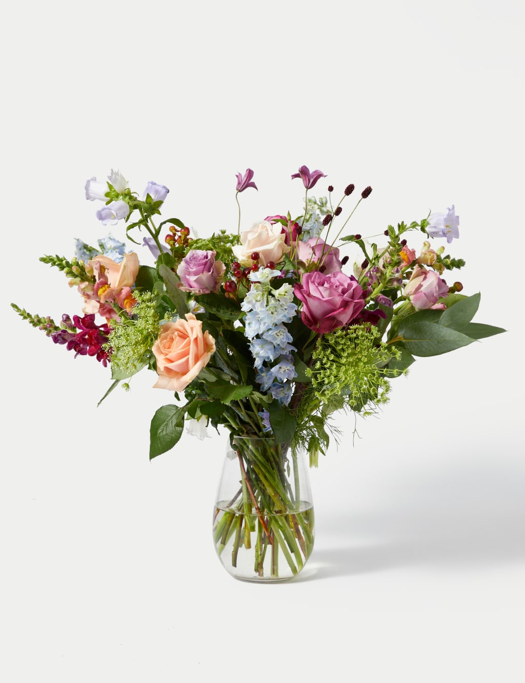 Rose, Delphinum & Hypericum Bouquet 3 of 6