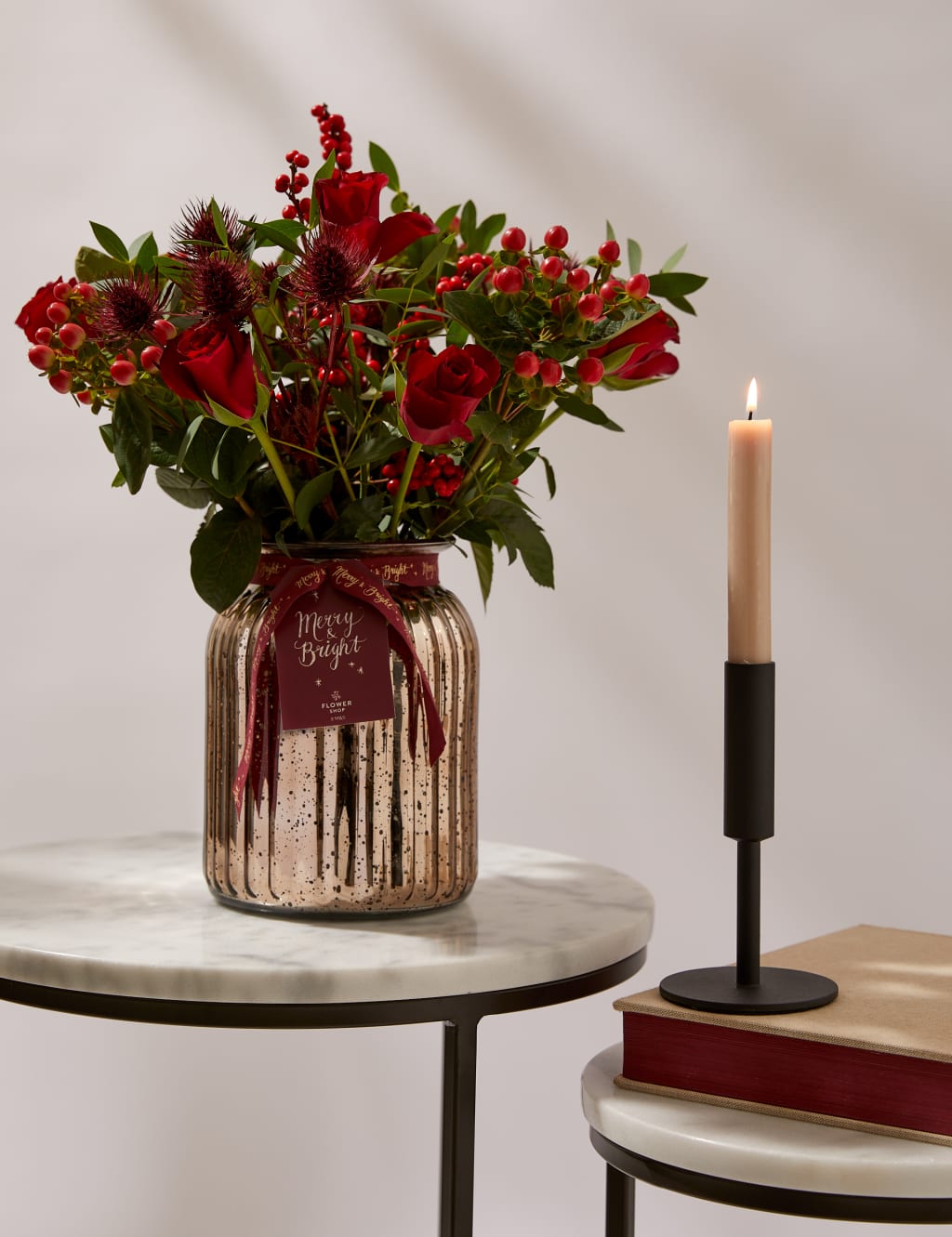 Festive Red Rose Bouquet in Vase 1 of 5