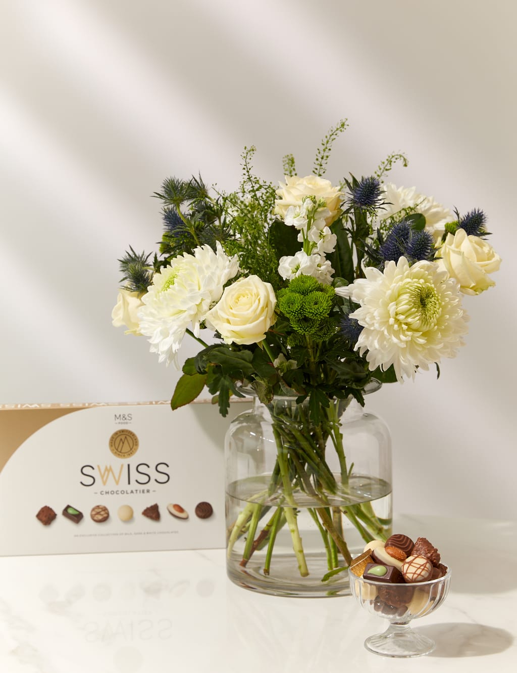 Rose & Seathistle Bouquet with Swiss Chocolates 1 of 5