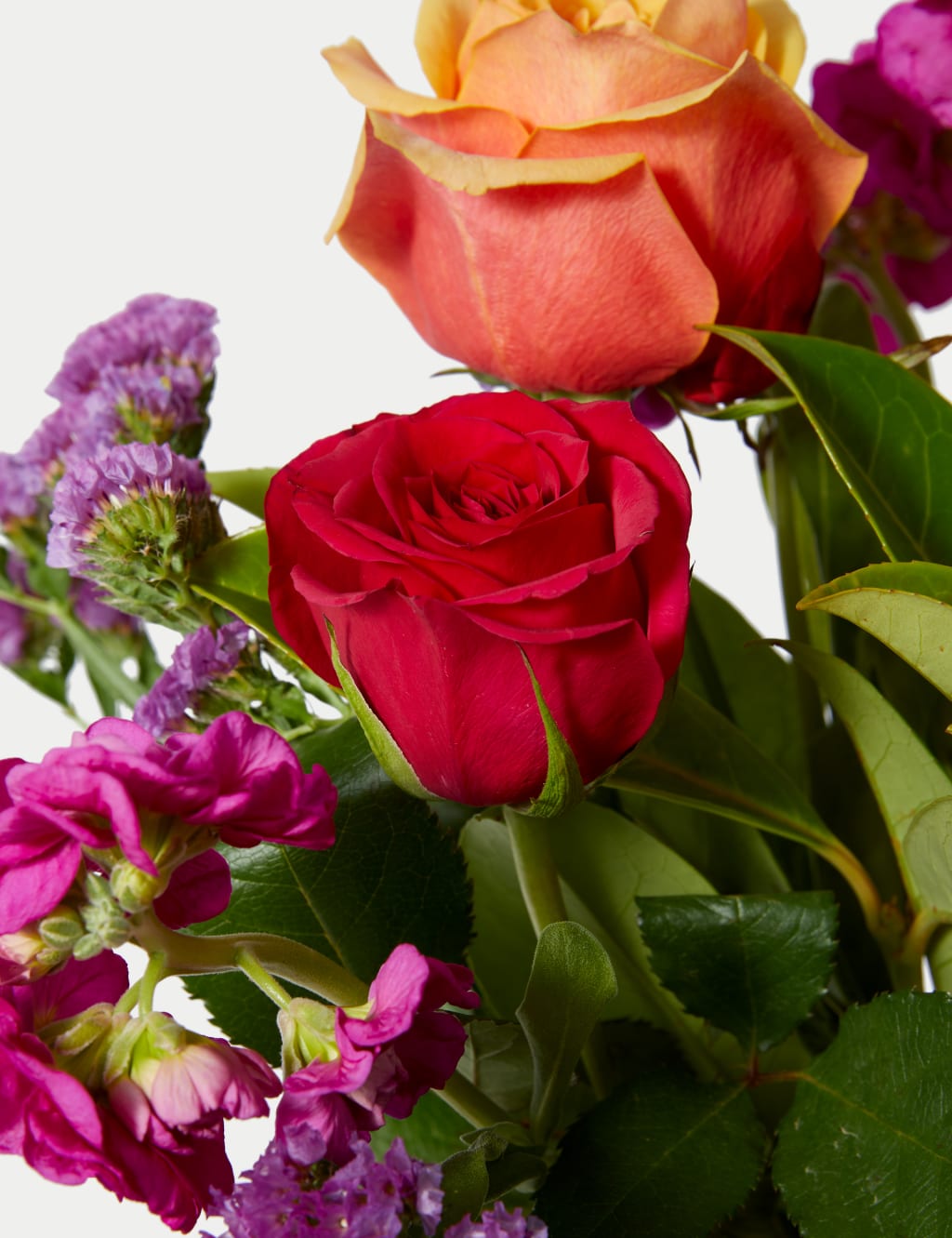 Rose, Statice & Spray Stock Bright Bouquet with Swiss Chocolates 5 of 6