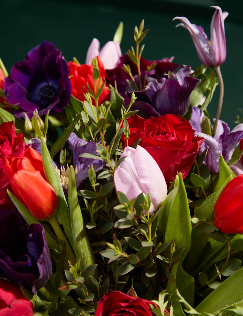 Valentine's Roses, Tulips & Anemones Bouquet in Vase 3 of 8