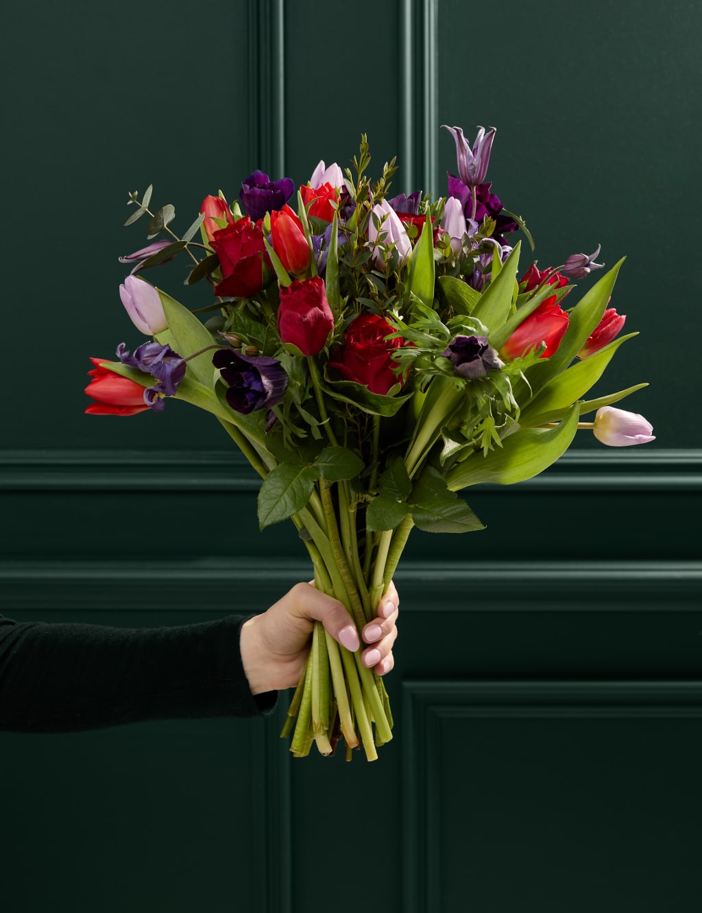 Valentine's Roses, Tulips & Anemones Bouquet in Vase 6 of 8