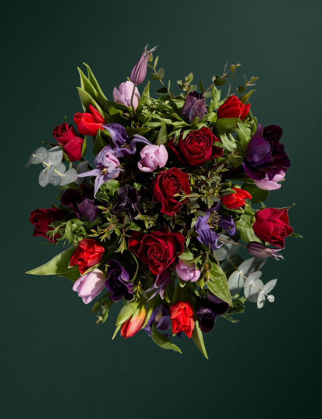 Valentine's Roses, Tulips & Anemones Bouquet in Vase 2 of 8