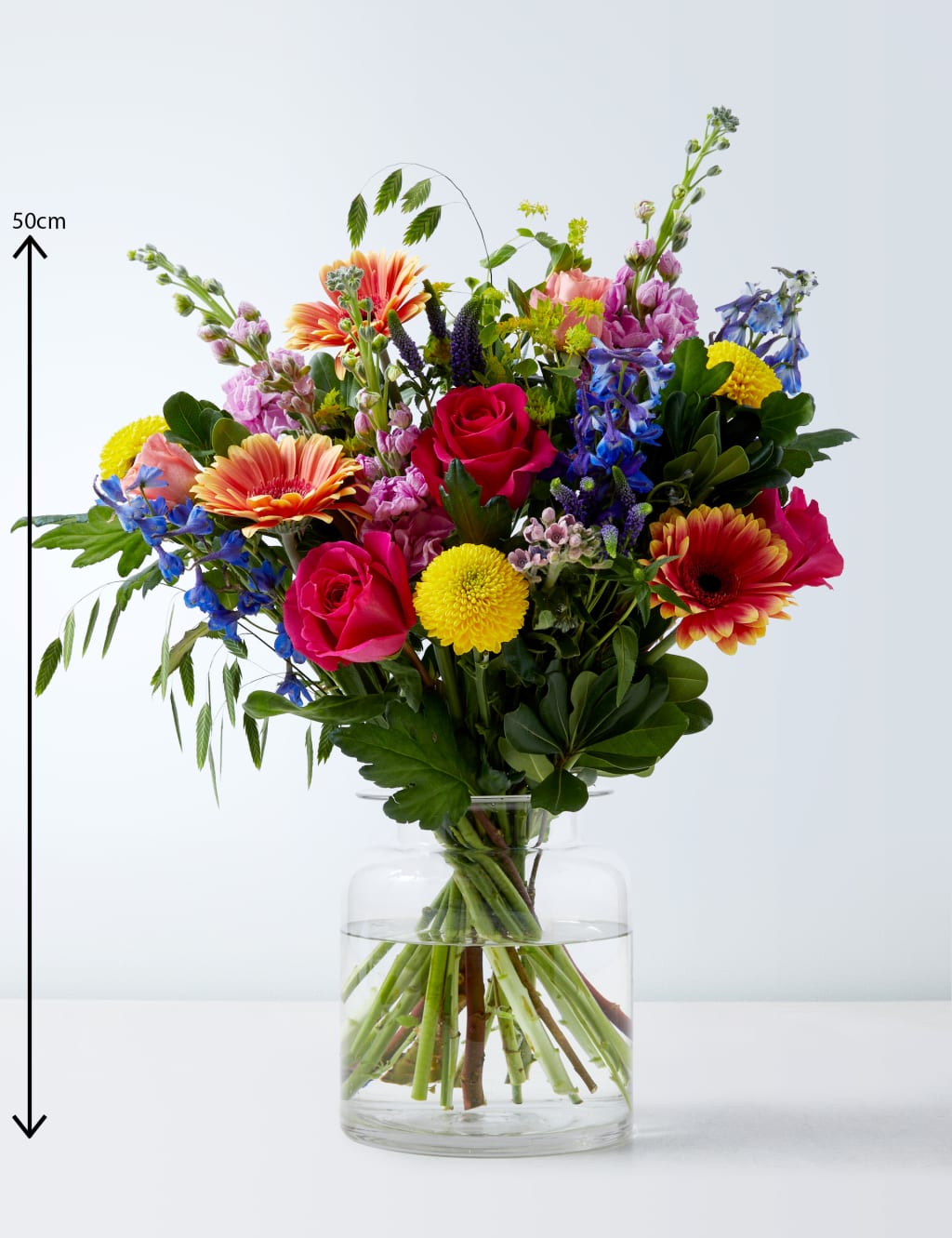 Delphinium, Roses & Gerbera Bright Bouquet 3 of 4