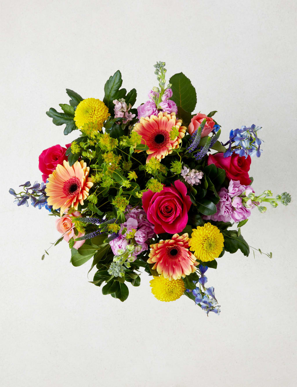 Delphinium, Roses & Gerbera Bright Bouquet 2 of 4