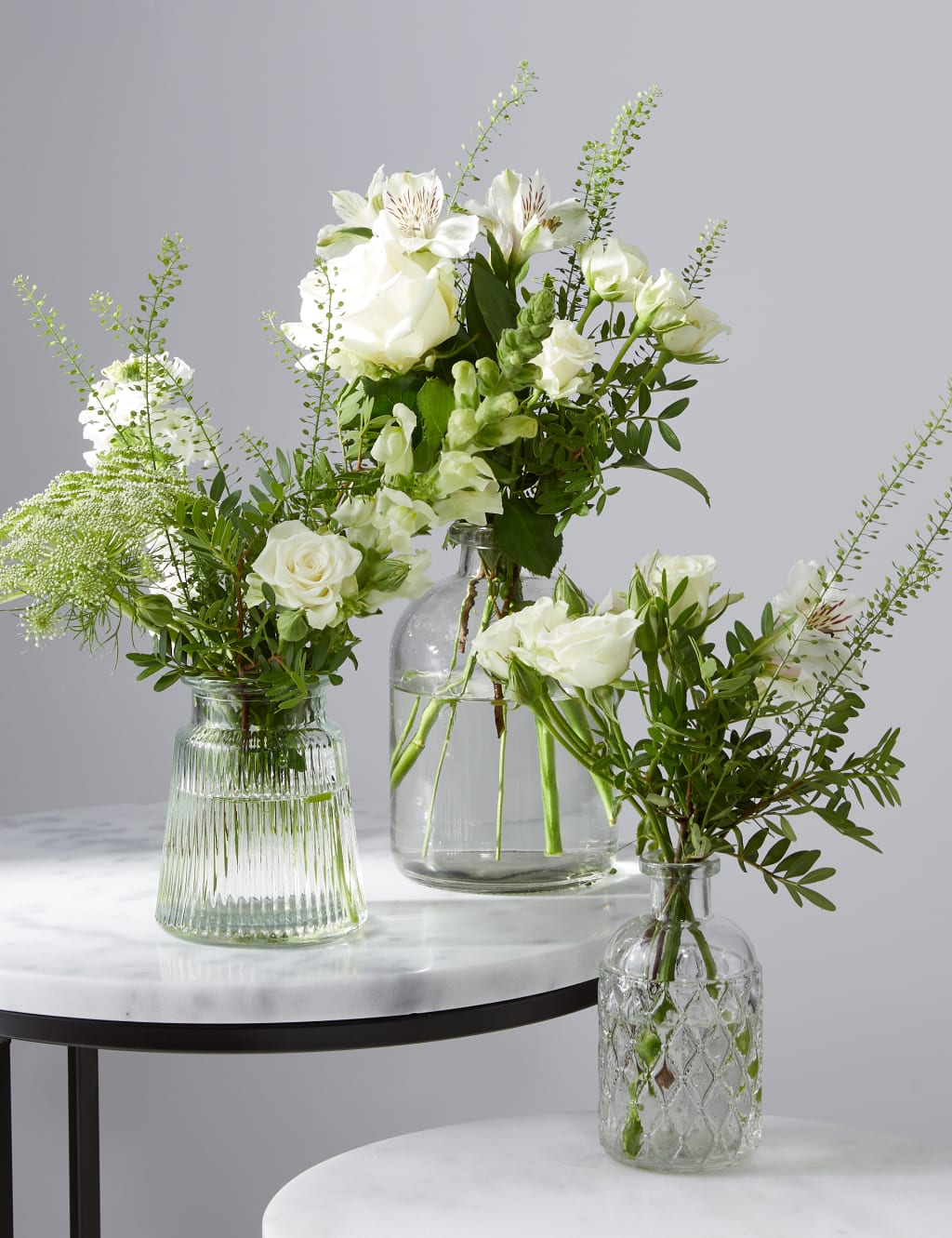 Three White Rose Posies with Bud Vases 1 of 6