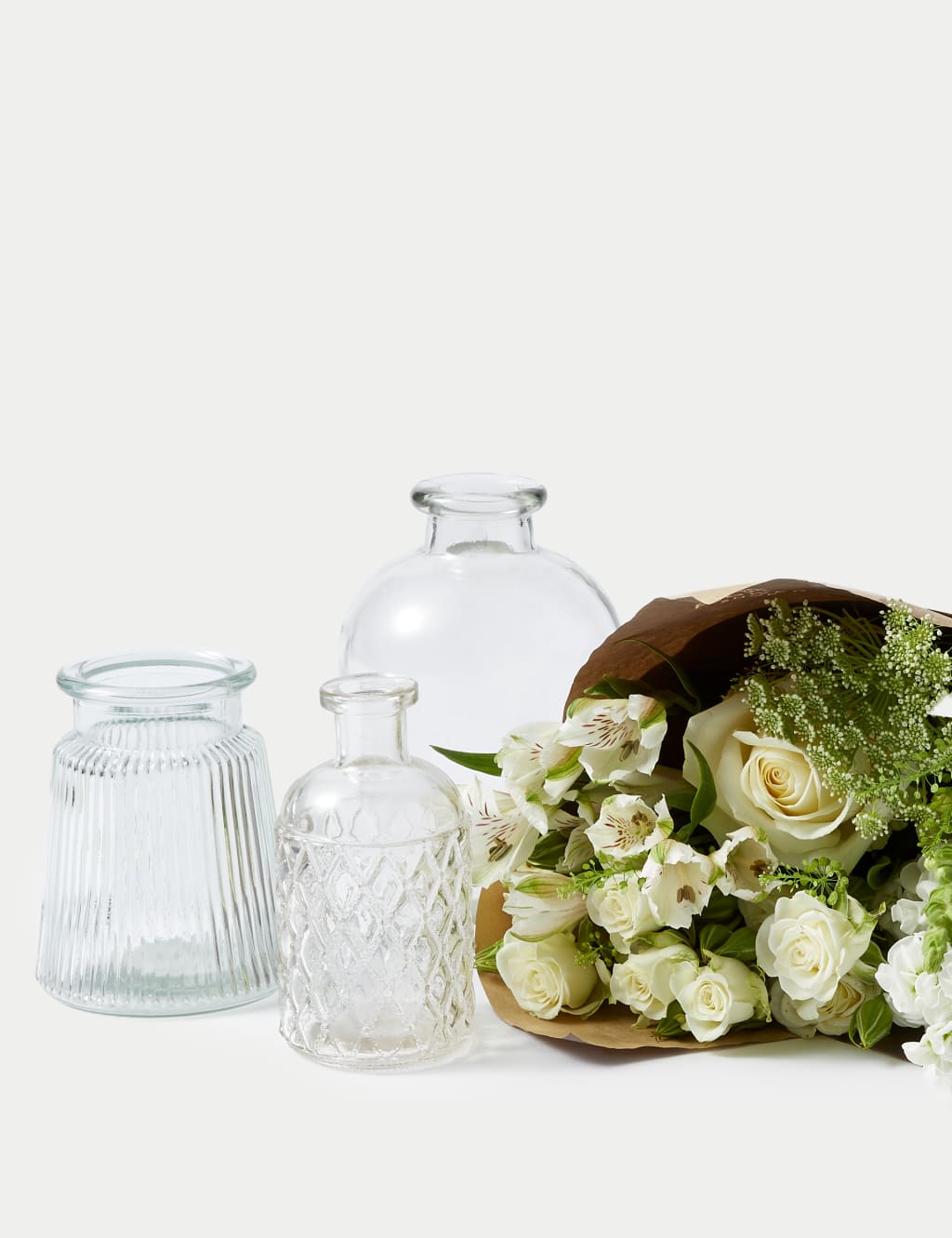 Three White Rose Posies with Bud Vases 5 of 6