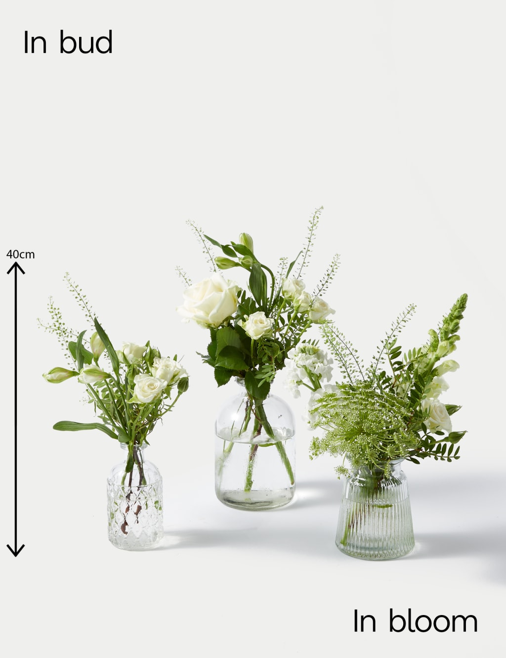 Three White Rose Posies with Bud Vases 6 of 6