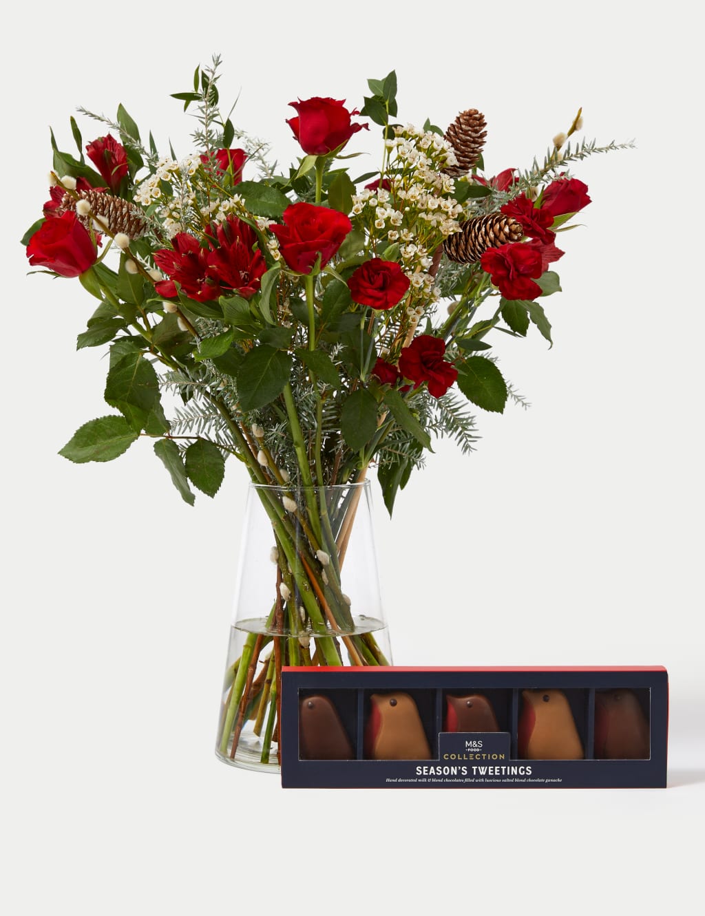 Festive Red Rose & Spray Carnation Bouquet with Chocolates 3 of 6