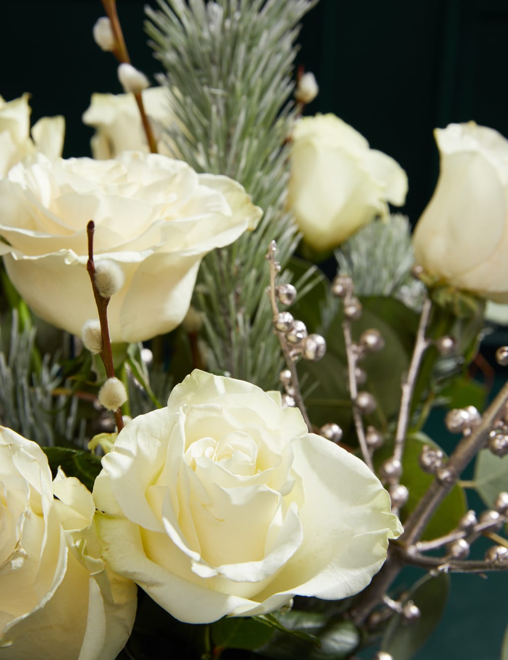 Festive White Rose with Vase 2 of 4