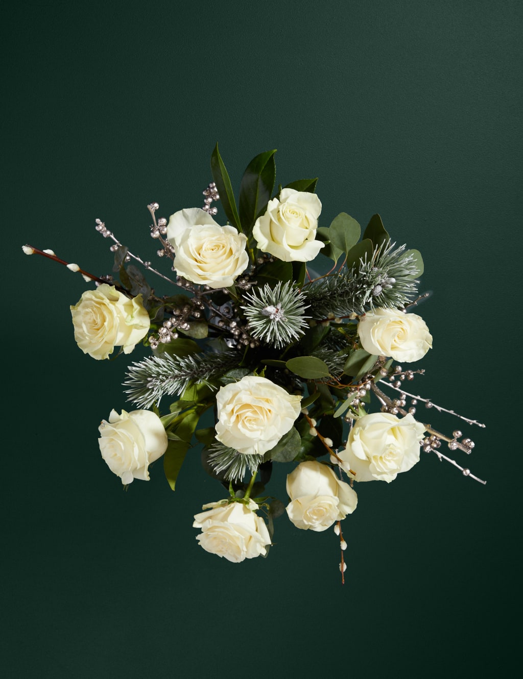 Festive White Rose with Vase 1 of 4