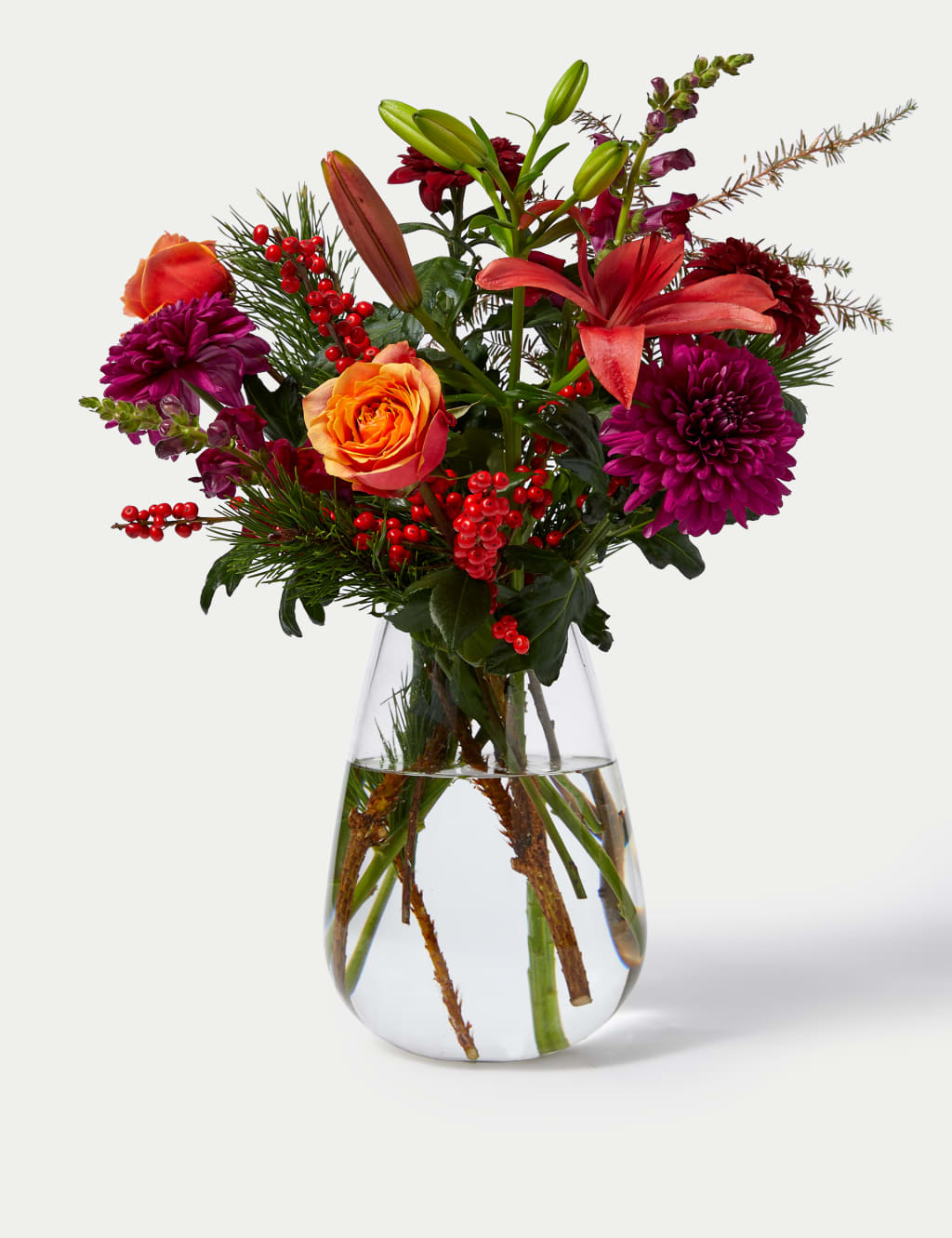 Orange Rose, Ilex & Chrysanthemum Bouquet (Delivery from 20th December 2023) 3 of 5