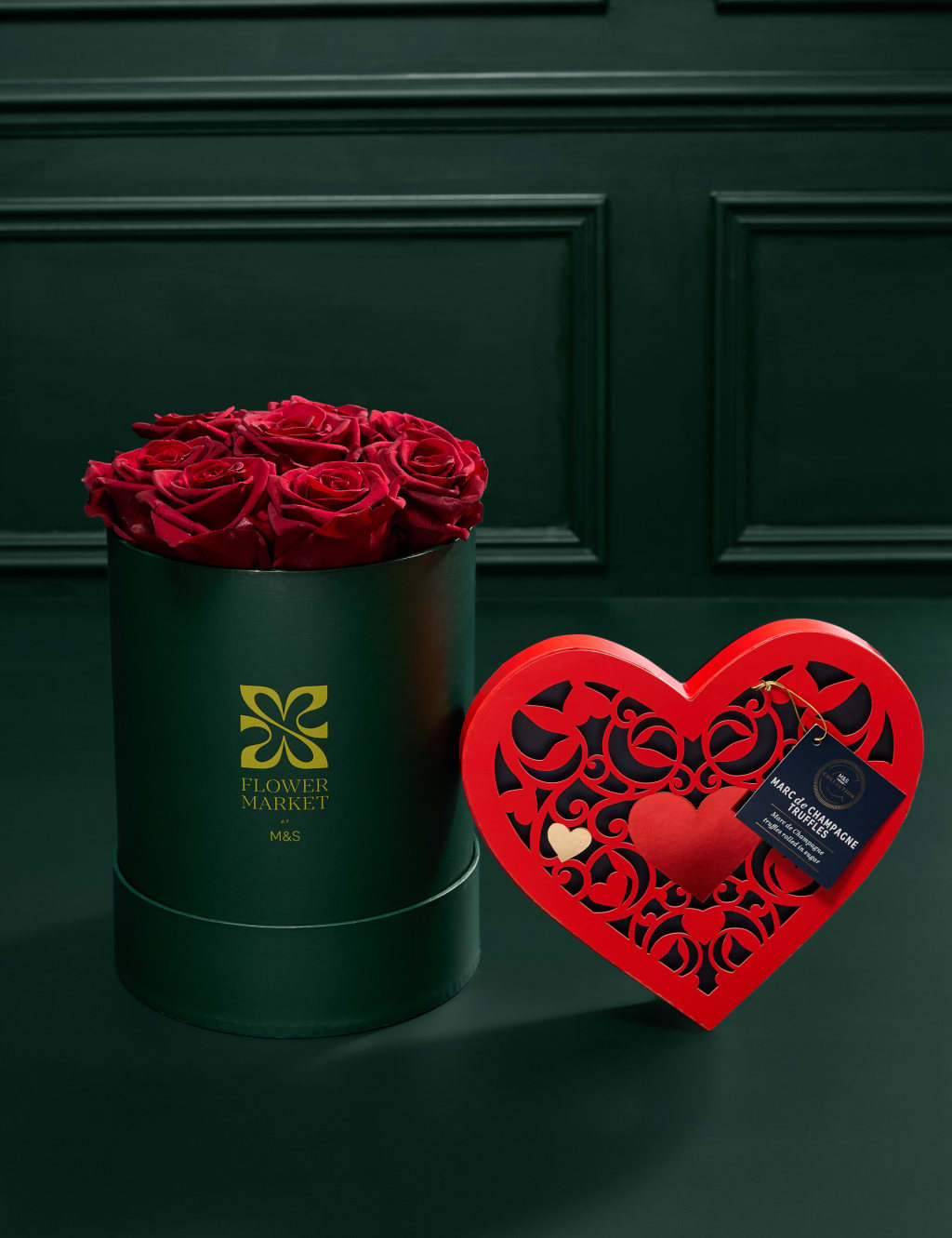 Everlasting Rose Hatbox with Valentine's Truffles 1 of 7